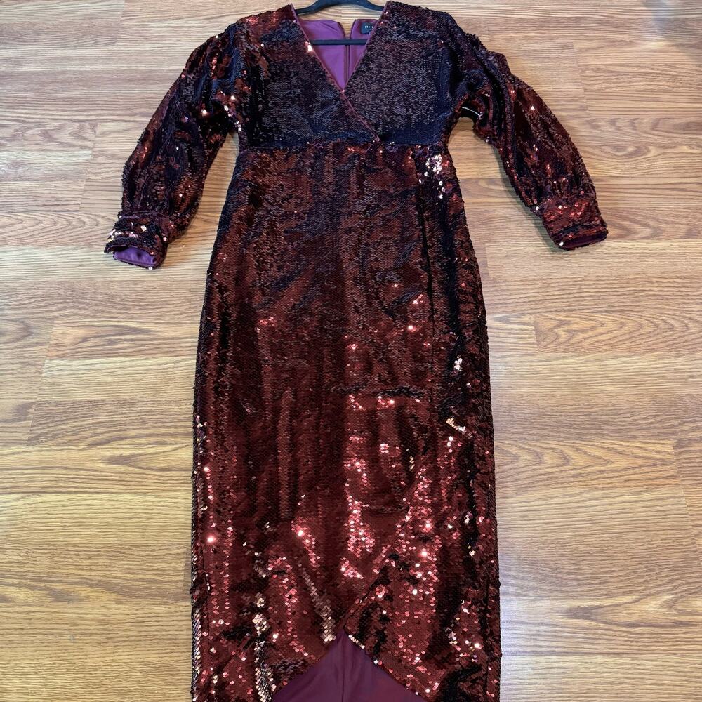 Ted Baker Emmalee Sequin Dress Burgundy Party Glam Chic Size 2 US 6 - Picture 13 of 14